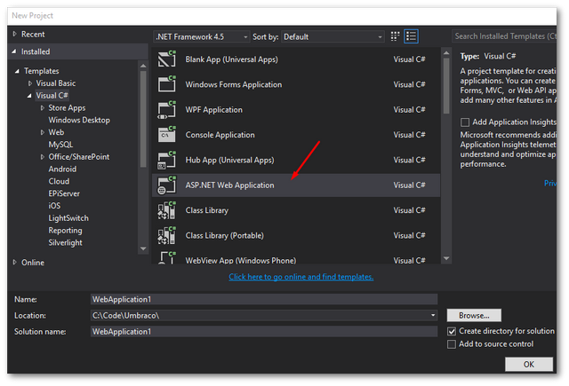 Installing Umbraco 7 In Visual Studio Via Nuget 1