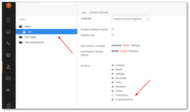 How To Create A Custom Section in Umbraco 7